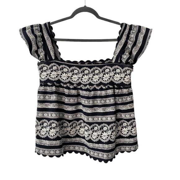 Kourt Embroidered Black Scalloped Top size medium Boho size medium - Picture 3 of 10